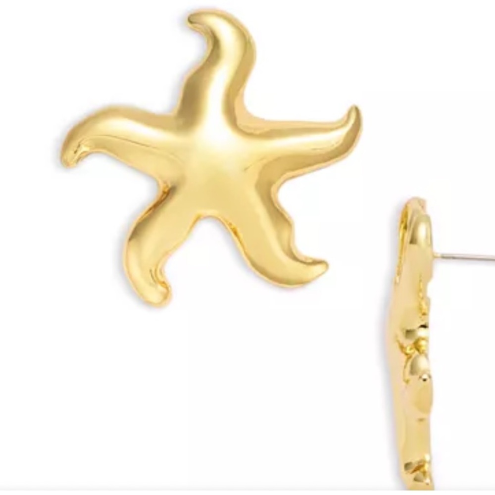 Aqua Bloomingdale’s Star Drop Earrings in Gold Tone NWT - Picture 3 of 4